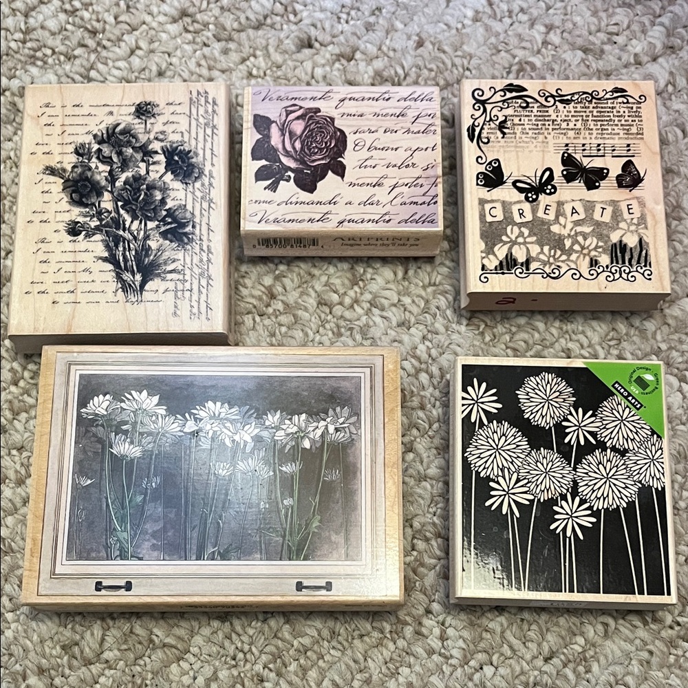 Floral and Butterfly Rubber Stamp Set